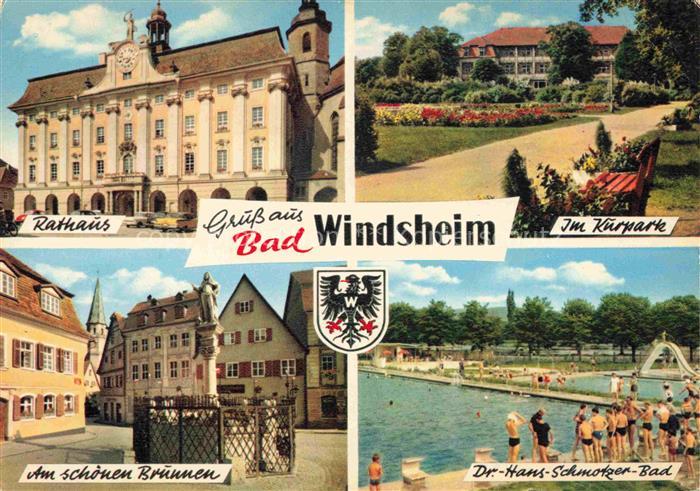 Bad Windsheim Rathaus Kurpark Schoener Brunnen Freibad