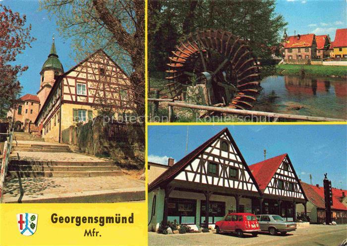 Georgensgmuend Teilansichten Fachwerkhaeuser Wasserrad
