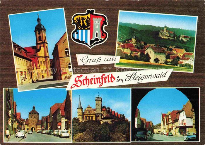 Scheinfeld Steigerwald Bayern Motive Altstadt Kirche Burg Panorama Wappen