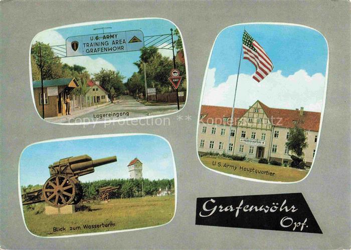 Grafenwoehr US Army Truppenuebungsplatz Eingang Kanone Wasserturm Hauptquartier