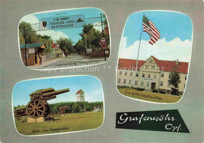 Grafenwoehr US Army Truppenuebungsplatz Eingang Kanone Wasserturm Hauptquartier