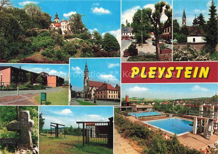 Pleystein Teilansichten Schloss Kirche Freibad Gedenkstein