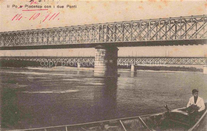 Piacenza d Adige Veneto IT Il Po con i due Ponti