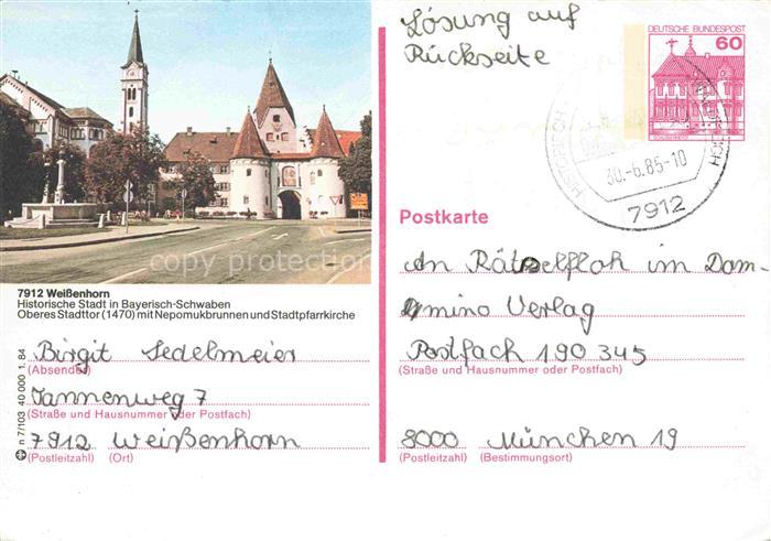 Weissenhorn Neu-Ulm Bayern Oberes Stadttor mit Nepomukbrunnen und Stadtpfarrkirc