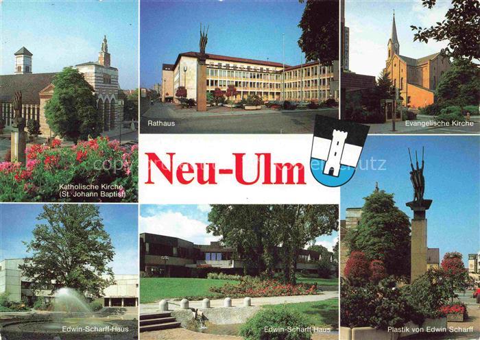 NEU-ULM Bayern Kath Kirche Rathaus Ev Kirche Edwin Scharff Haus Plastik