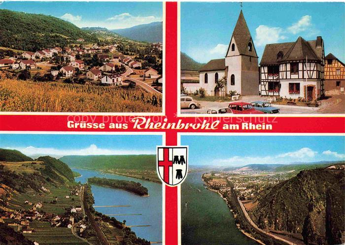 Rheinbrohl Neuwied Rheinland-Pfalz Panorama Kirche Rheinpartien Fliegeraufnahme