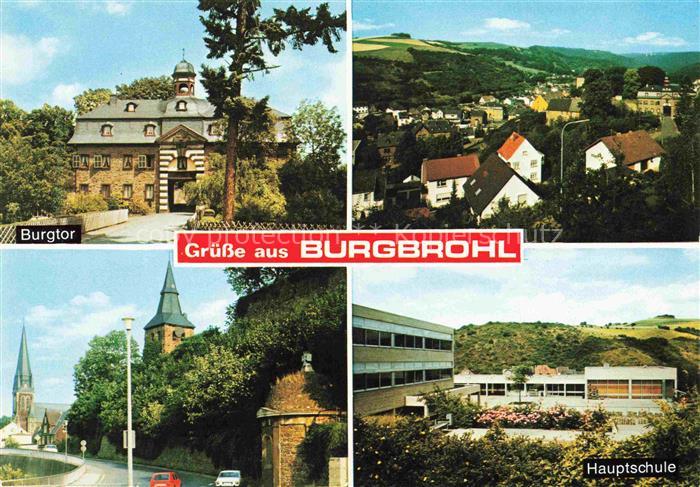 Burgbrohl Ahrweiler Rheinland-Pfalz Burgtor Panorama Kirche Hauptschule