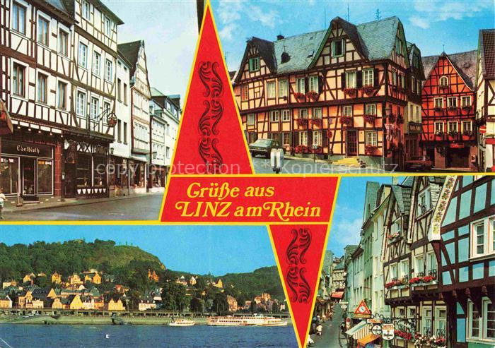 Linz Rhein Rheinland-Pfalz Strassenpartien Fachwerkhaeuser Rheinpartie