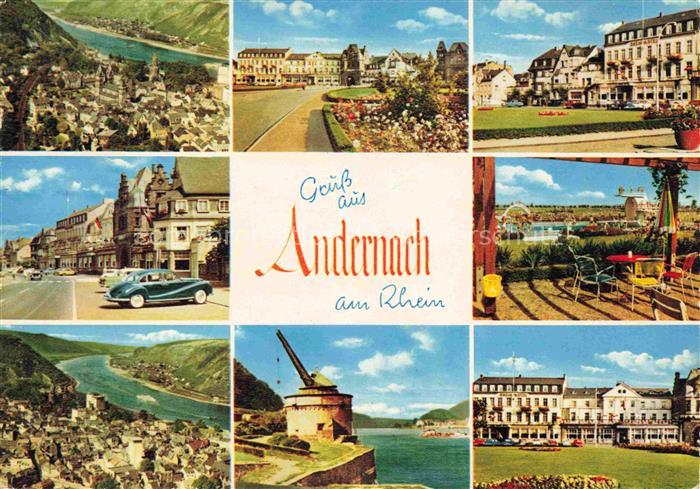 Andernach Rhein Rheinpartien Schloss Panorama Terrasse Kran Park