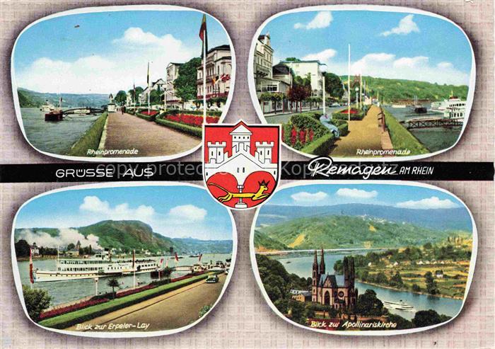 REMAGEN Rheinland-Pfalz Rheinpromenade Erpeler Lay Apollinariskirche