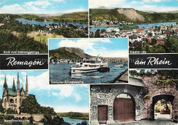 REMAGEN Rheinland-Pfalz Panorama Siebengebirge Rheinpartie Erpeler Ley Dampfer A