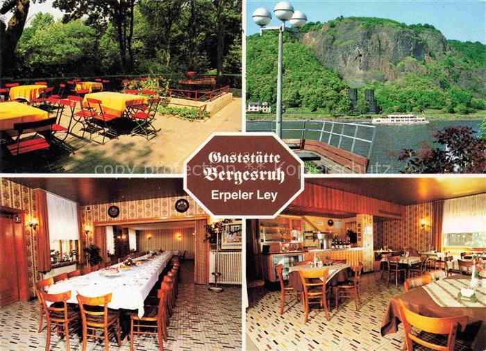 Erpel Rhein Gaststaette Bergesruh Gastraeume Terrasse Rheinpartie