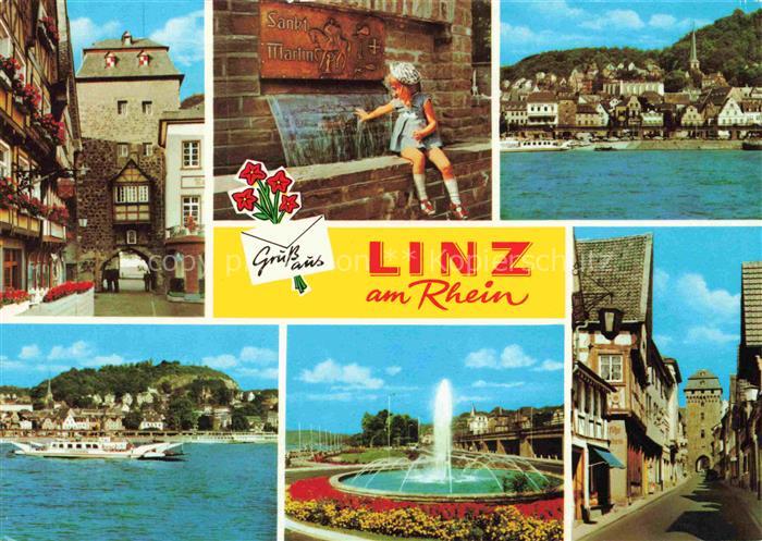 Linz Rhein Rheinland-Pfalz Stadttor St Martin Rheinpartien Springbrunnen