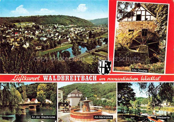 Waldbreitbach Wied Panorama Alte oelmuehle An der Wiedbruecke Marktplatz Wiedpar