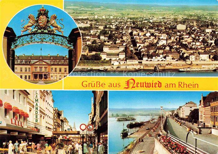 NEUWIED Rhein Schloss Fliegeraufnahme Fussgaengerzone Uferpartie