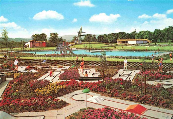 NEUWIED Rhein Schwimmbad mit Minigolfplatz