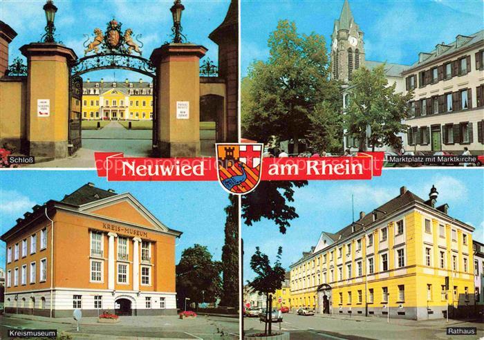 NEUWIED Rhein Schlosstor Marktplatz mit Marktkirche Kreismuseum Rathaus