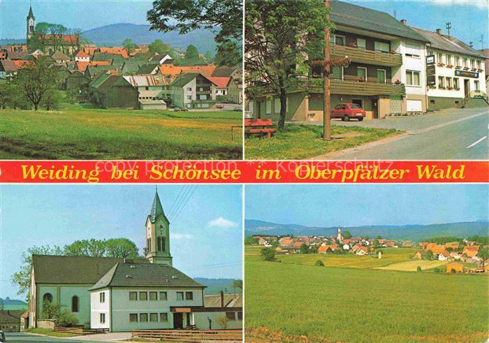 Weiding Cham Oberpfalz Panorama Strassenpartie Kirche Panorama