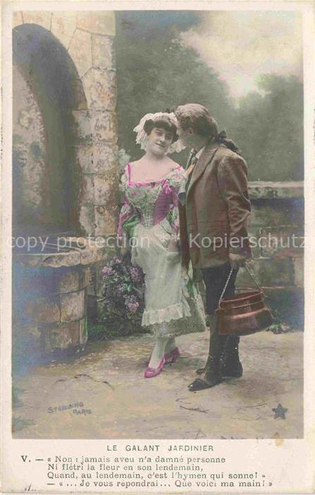 Foto Stebbing Paris Nr. 924 Le Galant Jardinier Frau Mann Trach