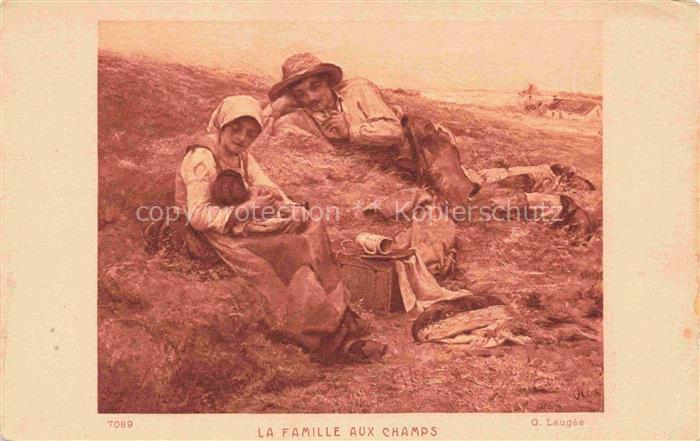 LAUGEE G. Kuenstlerkarte Famille aux Champs