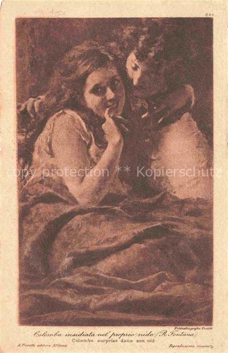 FONTANA R. Kuenstlerkarte Colombe surprise Milano