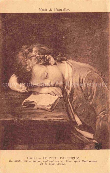 GREUZE J.-B. Kuenstlerkarte le Petit Paresseux Montpellier