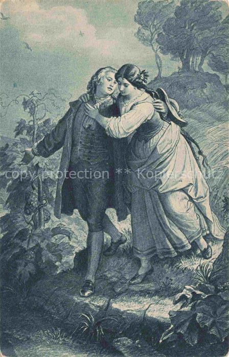 Kaulbach Hermann Kuenstlerkarte Nr. 84 Goethe Dorothea Heimkehr Gewitter