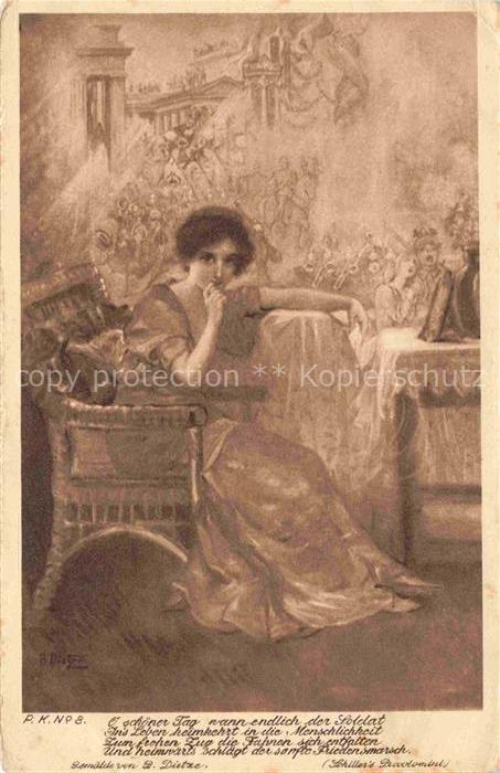 DIETZE B. Kuenstlerkarte Maedchen