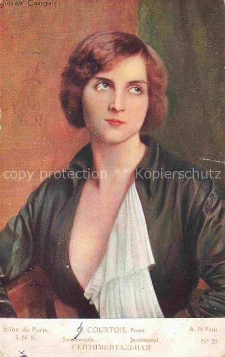 COURTOIS C. Kuenstlerkarte Frau salon de Paris