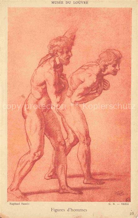 SANZIO Raphael Kuenstlerkarte Figures d'hommes
