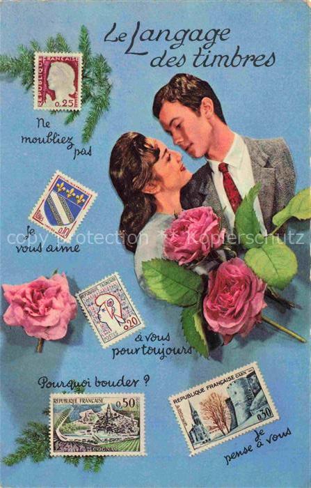 Postkarten auf AK Ansichtskarten auf Ak Langage des timbres