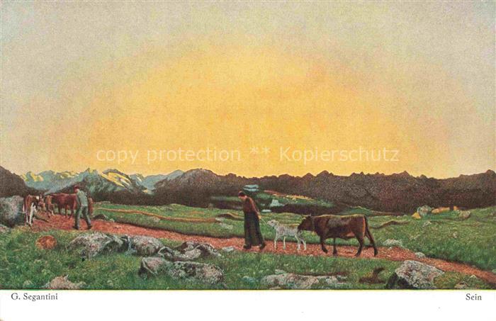 Segantini Giovanni Kuenstlerkarte Sein Landwirtschaft Kuehe