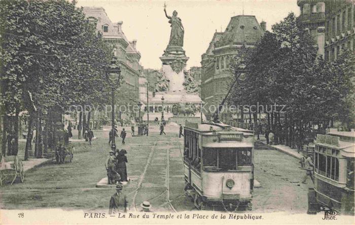Strassenbahn Tramway-- Paris Tempel Place de la Rupublique
