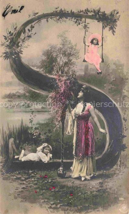 Foto NPG Nr. 195 Buchstabenkarte Schaukel Kinder