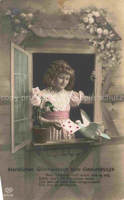 Foto EAS Nr. 3143/6 Mädchen Taube Brief