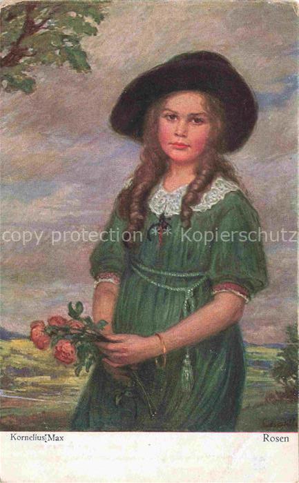 MAX Kornelius Kuenstlerkarte Rosen Maedchen