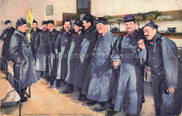 Militaria Schweiz Zimmer Inspektion Soldaten
