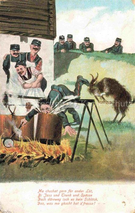 Militaria Schweiz Soldaten Ziege