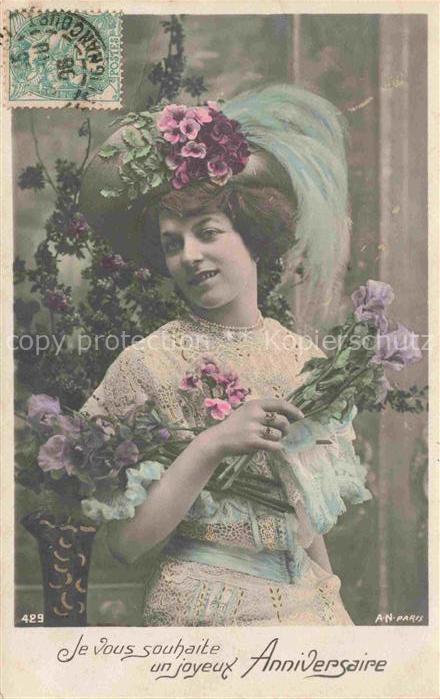 Foto AN Paris (Noyer) Nr. 429 Geburtstag Anniversaire Frau Rosen