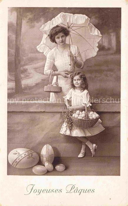 Ostern Easter Paques Pasqua-- Regenschirm Maedchen Eier