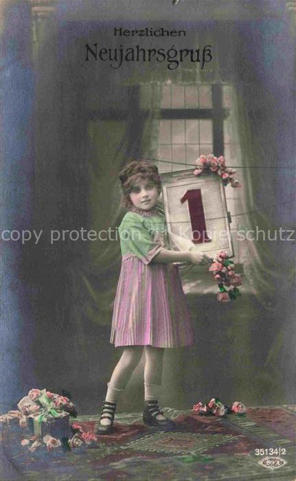 Foto BNK Nr. 35134/2 Maedchen Neujahr
