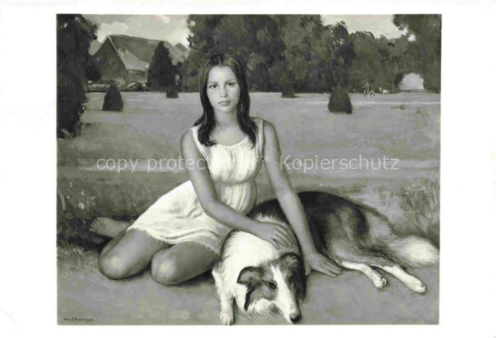 Hunde dogs chiens-- Maedchen M. Ehlingen Print 9x14 cm (Keine Postkarte)