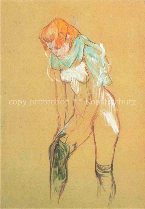 LAUTREC TOULOUSE-LAUTREC Henri de (1864-1901) Kuenstlerkarte Femme tirant son ba