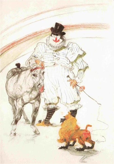 LAUTREC TOULOUSE-LAUTREC Henri de (1864-1901) Kuenstlerkarte Pferde Affendresseu