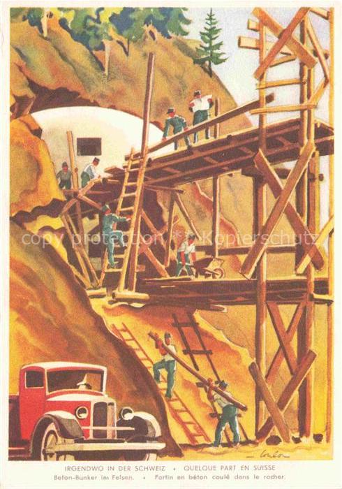 Militaria Schweiz Soldaten an der Arbeit