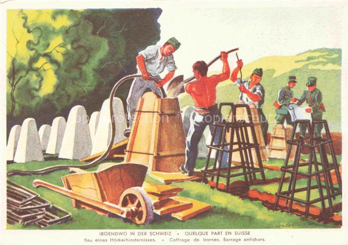 Militaria Schweiz Armee Soldaten an der Arbeit