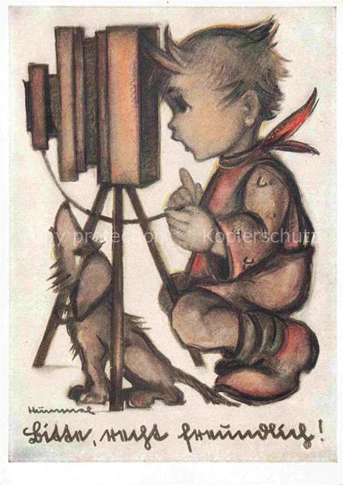 Hummel Kuenstler-AK-Nr. 4767 Hund Kind Kamera