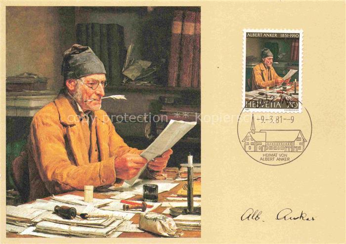 ANKER Albert (1831-1910) Kuenstlerkarte Gemeindeschreiber