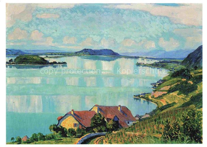 GEIGER Ernst Kuenstlerkarte Fruehlingslandschaft Biel Bienne