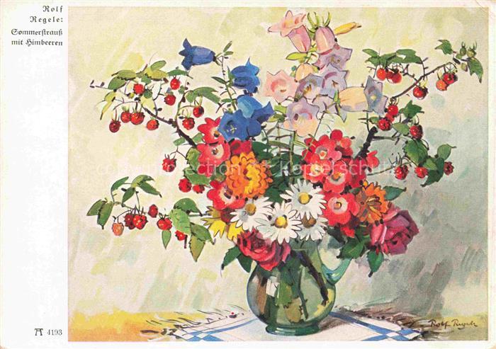 REGELE Rolf Kuenstlerkarte Gommerstrauss Himbeeren